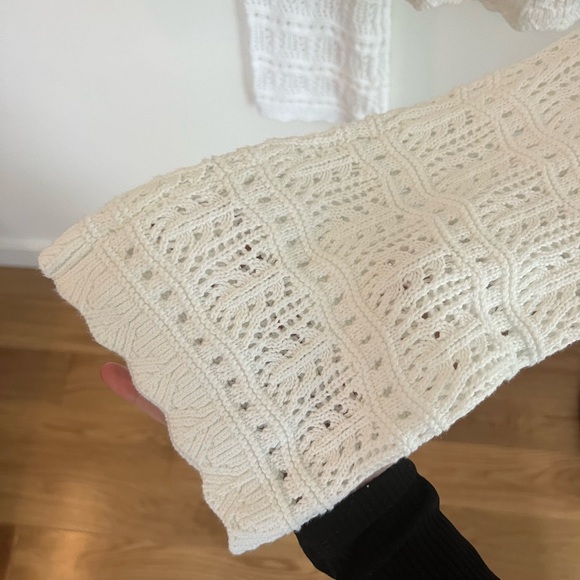 Long-Sleeve Square-Neck Crochet-Style Sweater - Picture 2 of 3